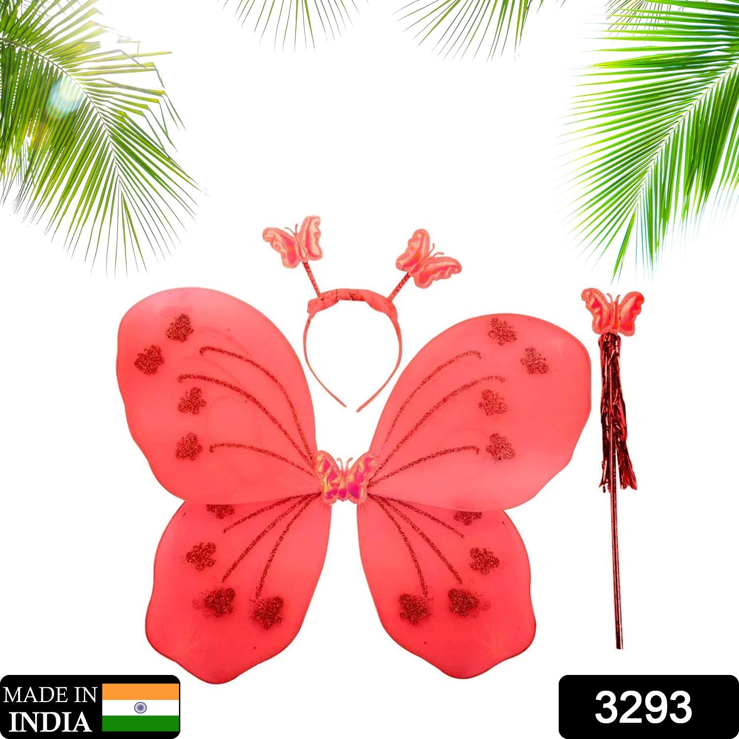 3293 Baby Girl's Fairy Nylon Butterfly Wings Costume Butterfly Fairy Angel Wing| Wand And Hairband Multi- Color For Party (1pc) 3293 Baby Girl's Fairy Nylon Butterfly Wings Costume Butterfly Fairy Angel Wing| Wand And Hairband Multi- Color For Party (1pc)